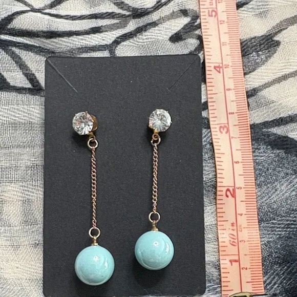 🖤Chic Gold and Turquoise Dangle Earrings🖤 - Picture 1 of 1